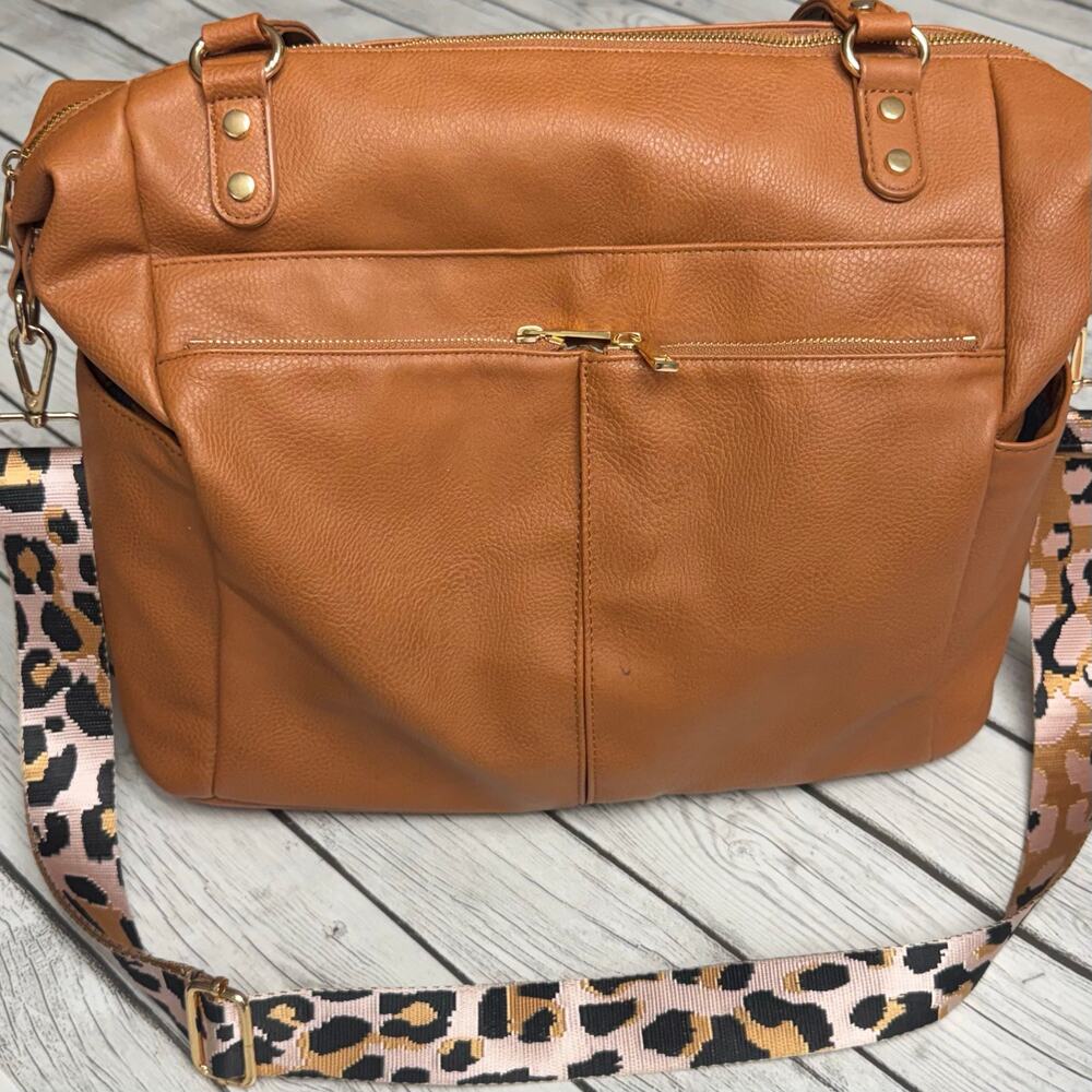 MOMINSIDE Leather Diaper Bag/Backpack with 13 Pockets Brown